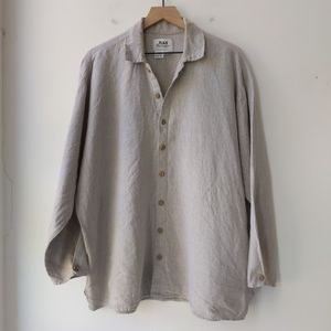 Flax 100% Linen Button Front Shirt Jacket Tan Women's 1G